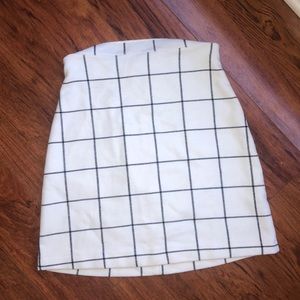 H&M White Plaid Mini Skirt